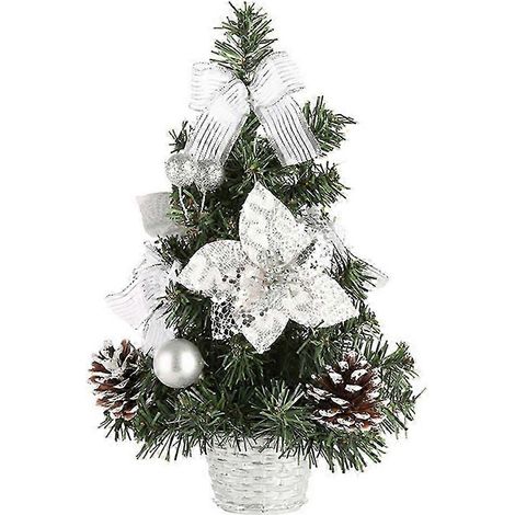 Mini sapin de Noël sans guirlande lumineuse LED, décoration de table artificielle, cadeau. Couleur : argent. 30 cm. (1/4)