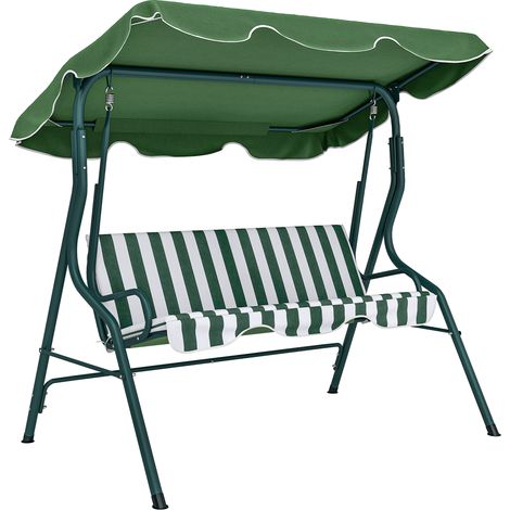 Balancelle d'extérieur avec auvent inclinable, structure en acier imperméable, idéale pour terrasse ou balcon, 170 x 110 x 153 cm, verte (1/5)