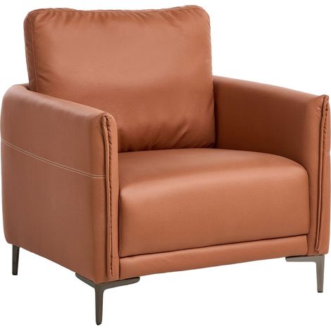 Armchair Golden Brown Fabric Upholstered Modern Style Metal Legs Minimalistic CILENS (1/5)