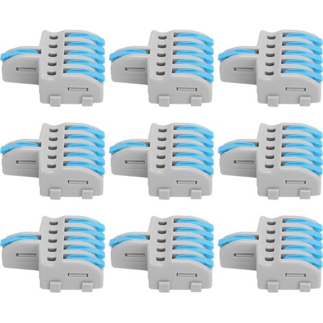 20 connecteurs rapides SPL 1 entrée 5 sorties, répartiteur à poussoir, bornes de fil en cuivre et PC (bleu) (1/5)