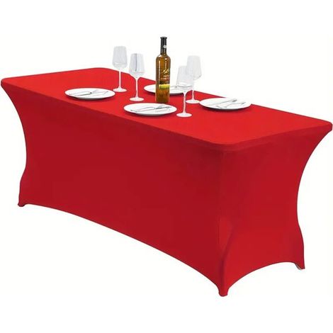 Einteilige, waschbare und knitterfreie, aufrollbare rechteckige Terrassentischabdeckung, für Veranstaltungen, Hochzeiten, Bankette und Partys [18 (1/5)