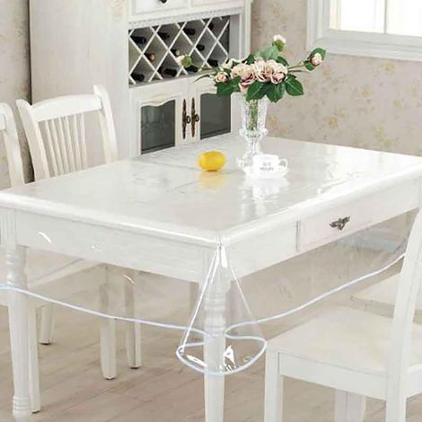Nappe en PVC Transparente, Nappe en Plastique Imperméable, Rectangulaire ou Ronde, Film Protecteur PVC Lavable (Rectangulaire, 140 x 200 cm) (1/5)