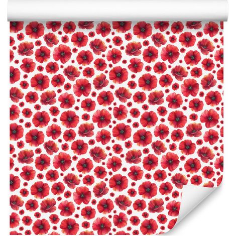 Papier peint fleuri corail et rouge pour salon et chambre 50x1000 cm (1/5)