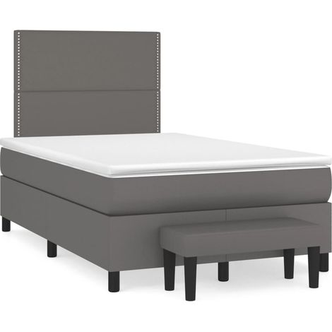Maison Exclusive - Sommier à lattes de lit avec matelas gris 120x190 cm similicuir (1/5)