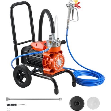 Pulvérisateur de Peinture sans Air à Membrane, Système de Pulvérisation de Peinture Airless 900 W, pour Décor Intérieure Extérieure, Haute Pression 15,17 MPa, avec Chariot, Rallonge et Brosse (1/5)