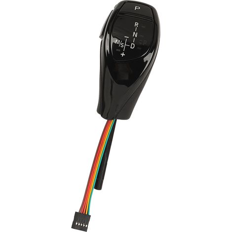 Pommeau de levier de vitesse automatique avec bouton de démarrage rouge et LED, compatible avec BMW Série 5 E60 et E61, finition noire brillante. (1/5)