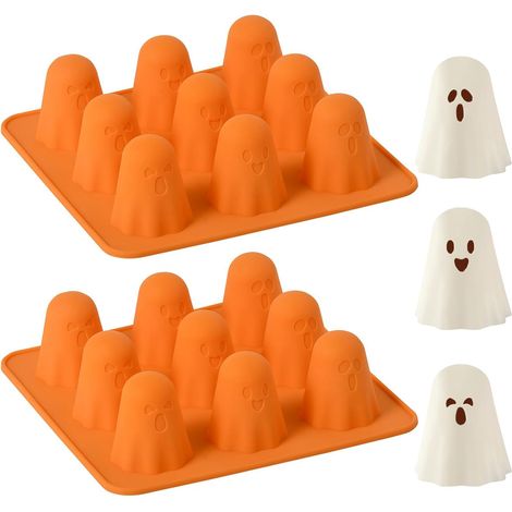 Zwei Halloween-Silikonformen zur Herstellung von Süßigkeiten, Schokolade und Eiswürfeln – wiederverwendbare Silikonformen, die zur Herstellung von Schokolade, Pralinen und Eiswürfeln geeignet sind lei (1/5)