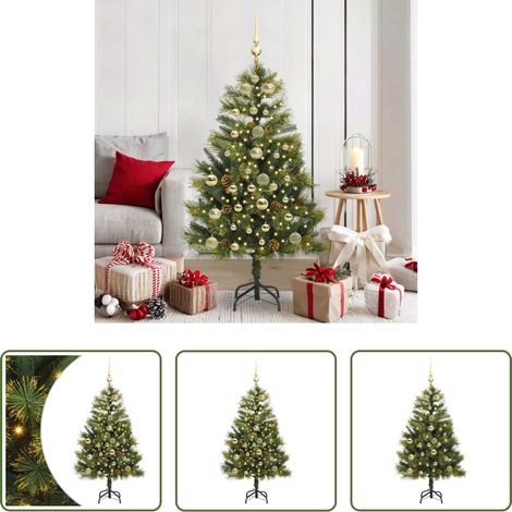 vidaXL Árbol de Navidad artificial con ramas plegables y conos 150 cm (1/5)