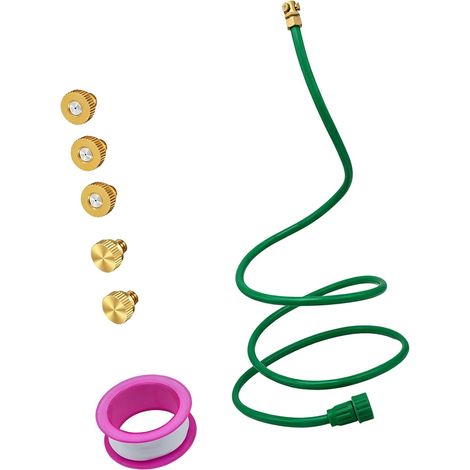 Terrassen-Sprühschlauch, flexibler PVC-Schlauch mit Messinganschluss, 2 m, feine Nebelkühlung für Terrasse und Gartenmöbel (1/3)