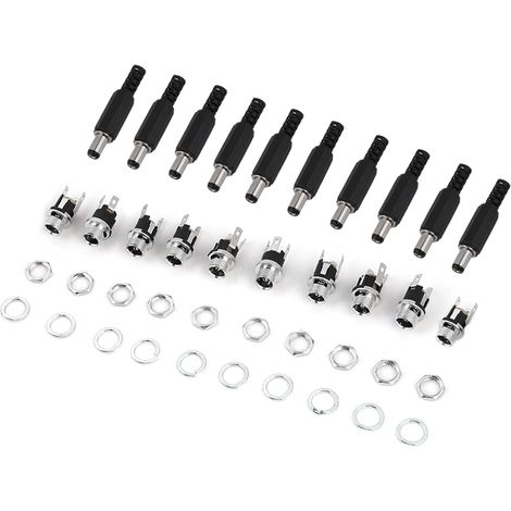 10 paires de connecteurs jack adaptateurs d'alimentation CC 12 V mâles et femelles 2,1 x 5,5 mm (1/5)