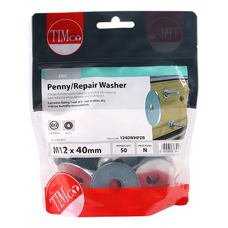 TIMCO Penny / Repair Washers DIN9054 Silver - M12 x 40