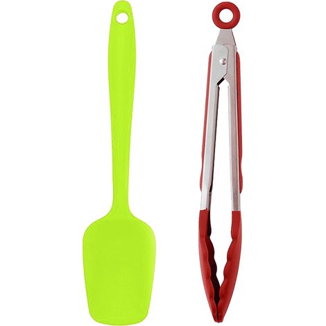 Ustensiles De Cuisine En Silicone - Résistants À La Chaleur Pour Poêles Antiadhésives - Design Moderne Avec Anneau De Suspension - Lot De 2 (1/5)