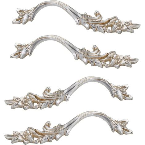 Set mit 4 (96 mm) luxuriösen Retro-Metallgriffen in Silber für Türen, Kommoden, Schubladen, Küche, Badezimmer, Schränke (1/5)