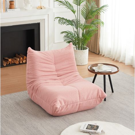 Fauteuil de sol 101x94x71 cm en tissu chenille rose, moderne, sans montage pour salon FloraGrace (1/5)
