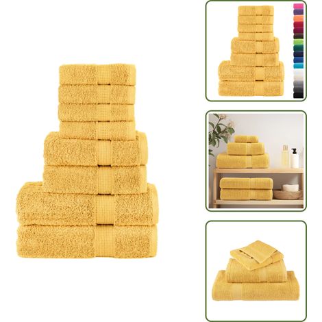 The Living Store 8 tlg. Premium-Handtuch-Set SOLUND Golden 600 g/m² - Premium Handtuch (1/5)