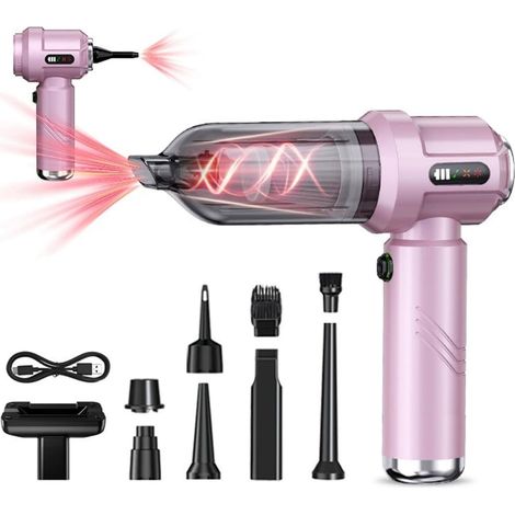 Mini aspirateur sans Fil Pliable 2 en 1, aspirateur à Main pour Voiture et Maison (Rose - Affichage numérique) (1/5)