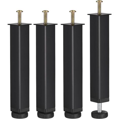 Kit de composants - Noir - Pieds de support pour cadre de lit - Pieds de support pour meubles - 20 cm (+2 cm) réglables - Pieds de lit réglables (1/5)