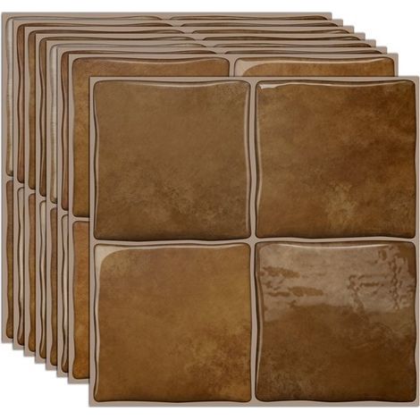 Set mit 10 3D-Fliesenaufklebern – 15,25 x 15,25 cm – Selbstklebende Fliesen – Wandfliesen (1/5)