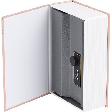 Coffre-fort déguisé en livre avec cadenas à code, parfait pour cacher bijoux et documents (Rose) (1/5)