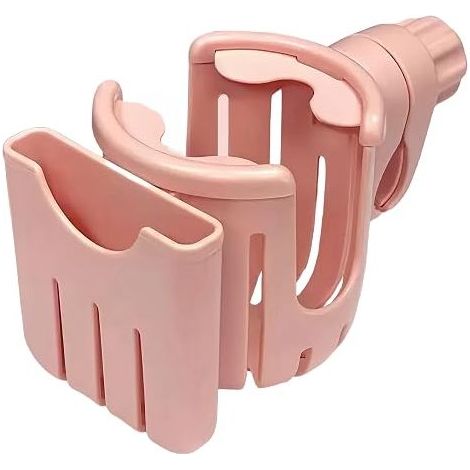 Support versatile 2-en-1 pour vélo et poussette pour verre et téléphone portable - Cage universelle pour bouteille d’eau de vélo pour cyclistes, porte-bouteille pour mamans. (Rose) (1/4)