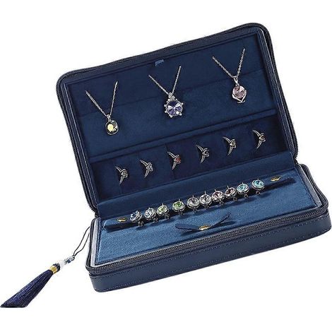 Boîte à bijoux grande capacité en cuir PU, idéale pour bagues et boucles d'oreilles. (1/5)