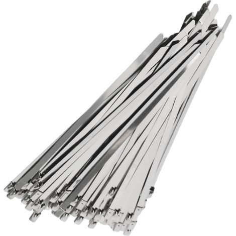 Kit de 200 colliers de serrage autobloquants en acier inoxydable de 4,6 mm de largeur pour tuyaux et câbles électriques. (1/5)