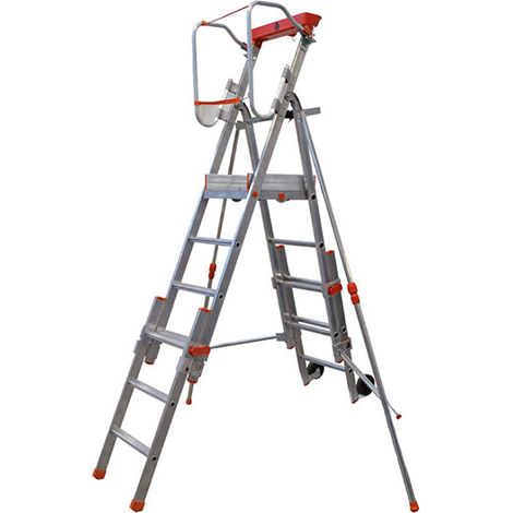 Matisère – Escabeau PIRL 4 à 6 marches – Hauteur de travail max 4.56m – Grandes marches antidérapantes 140mm – PLTPRO6
