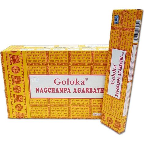 Goloka Nag Champa Räucherstäbchen 192 g 12 Schachteln 10-16 Stäbchen 45 min (1/5)