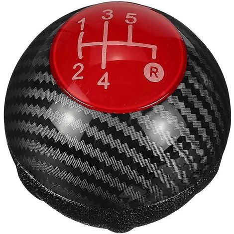 Pommeau de levier de vitesses à 5 rapports pour boîte manuelle Fiat 500 (2012-2018)référence 55344048motif carbone rouge. (1/5)