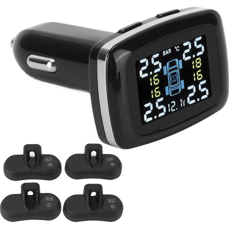 Capteur de Pression des Pneus TPMS Intelligent, Allume-Cigare, Système de Surveillance avec 4 Capteurs Internes, Alarme (1/5)
