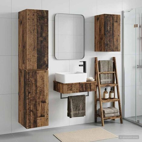 vidaXL Bathroom Furniture Set 3 pcs Old Wood 33 x 34.5 x 160 cm (1/5)