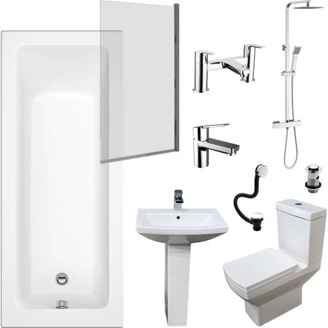 Modern Bathroom Suite With Siera Bath and Screen Shower Valve Toilet and Taps (1/5)