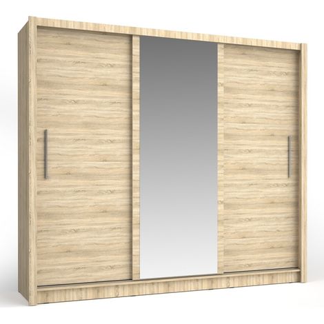 Armadio OZZULA 3 porte scorrevoli con specchio quercia Sonoma 248 cm