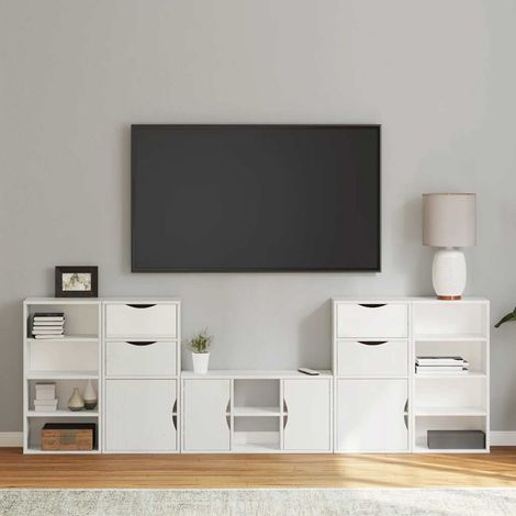 vidaXL Muebles de TV 5 uds. con almacenaje "ODDA" blanco madera pino (1/5)