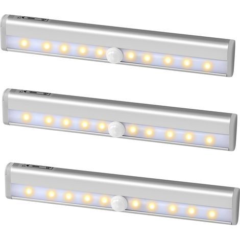 Lot de 2 lampes LED pour placard avec détecteur de mouvement et bande magnétique, veilleuse à 10 LED fonctionnant sur piles (1/5)