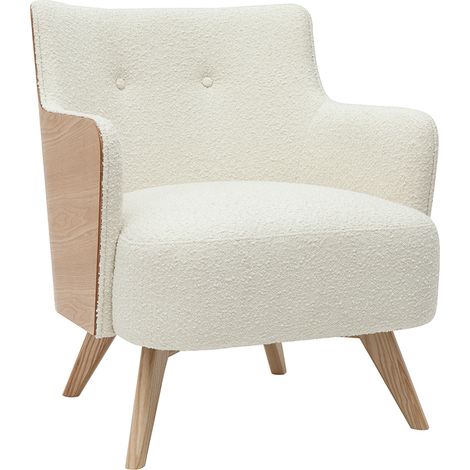 Skandinavischer Sessel mit Woll-Effekt und Holz VALMY