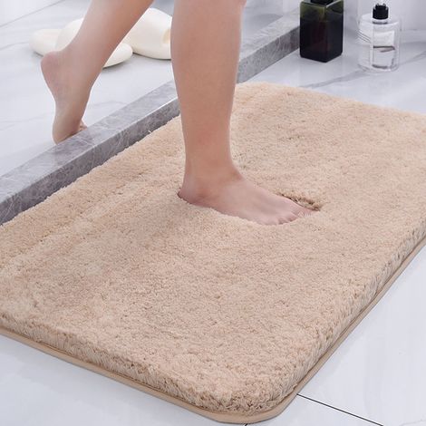 Tapis De Bain Shaggy - Hauteur De Poil Élevée 3 cm - Non Glissant - Absorbant Et Rapide À Sécher - Pour Salle De Bain Douche Toilette - 60 x 40 cm - 1 Pièce (1/5)
