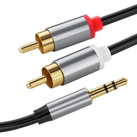 Cable audio estereo jack 3.5 macho - 2x RCA macho pro 1 M Negro