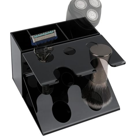 Rasoirs électriques et porte - rasoir, porte - rasoir de salle de bain compatible avec la tige Exfoliante ABS Gillette (noir) (1/5)