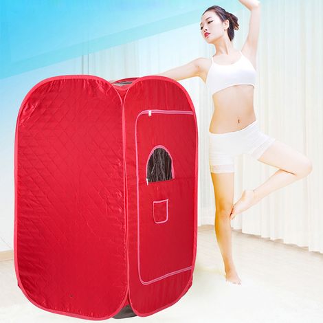 Aqrau Dampfsauna und -kabine, tragbares Sauna-Spa für zu Hause, für Saunabad, Abnehmen, Entgiftung, Körpertherapie – Rot (1/5)