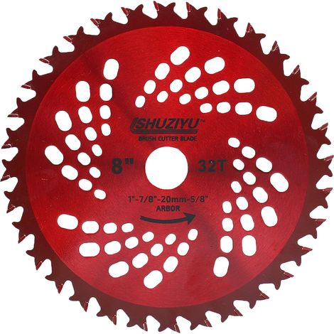 Eje de 205 mm, 32 dientes, 25,4 mm, con adaptador de arandela de 22,23-20-15,88 mm, cuchilla para desbrozadora (1/4)