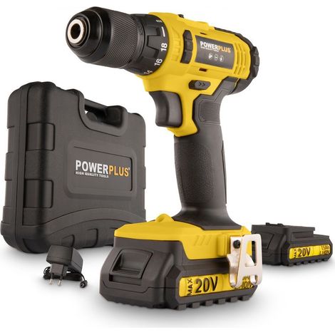 Powerplus Perceuse-Visseuse sans Fil POWX00435 - Tournevis sans Fil, 20 V, Comprend 2 x 1,5Ah Batterie et Chargeur, Mallette à Outils, pour le Bois, la Pierre et le Métal