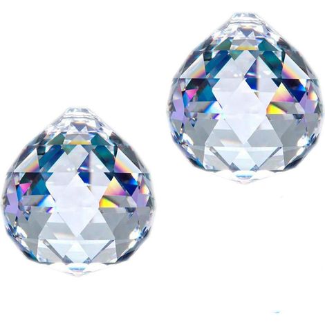 Pendentif attrape-soleil en forme de boule de cristal transparent, 40 mm, lot de 2 (1/5)