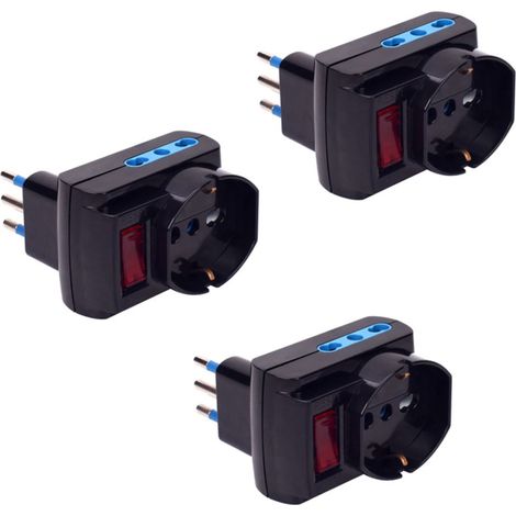 POLYPOOL - PP2386.13 Kit Adattatore MultiSize Spina Piccola e Prese Grandi - Spina 10A 2P+T, 2 Prese Biv. 10-16A e 1 Presa Pluristandard 10-16A 2P+T , Interruttore Automatico di Sicurezza (1/4)
