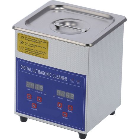 Nettoyeur à ultrasons pour acier inoxydable, 40 kHz, MH-010S, 2 L, avec minuterie de chauffage, prise UE, 200-240 V CA. (1/5)