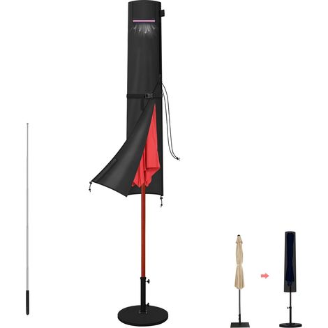Housse Parasol Droit de 2m, Housses de Parasol avec Tige, 420D Oxford Housse Protection Parasol Imperméable Couverture pour Parasols de Jardin avec Fermeture Éclair, 140x26/28cm (1/5)