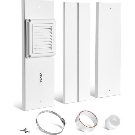 VEVOR Kit Ventilation de Seche-linge pour Fenetres Coulissantes Verticales ou Horizontales, 430-1549 mm, avec Tuyau deEchappement 1,5 m Compatible Orifice 101,6 mm, pour Diverses Secheuses Interieures