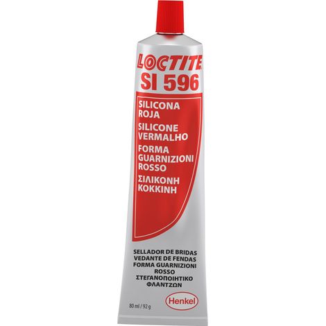 LOCTITE SI 596, Silicone acetico autolivellante, Silicone monocomponente rosso adatto come sigillante per riparazioni e resistente all'acqua, 1 tubetto da 80 ml