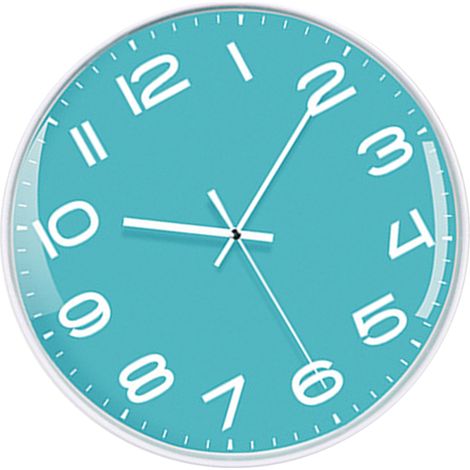 Horloge de bureau 30 cm (12 pouces) à quartz, mouvement simple et silencieux, en ABS écologique, inodore et durable, pour chambre ou bureau. Panneau vert et cadre blanc. (1/5)