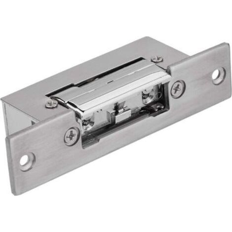 Serrure électrique 12 V CC pour portes étroites – Verrouillage à loquet en acier inoxydable – Déverrouillage double (clé + bouton poussoir) – Installation facile – Conforme aux normes CE pour usage ré